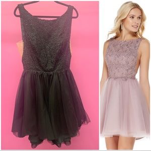 Alyce 3801 Short Black Lace Dress with Tulle Skirt